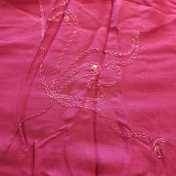 Island Planet Scarf Sarong Pink with Fringed Trim Sequin Detail - Picture 3 of 8